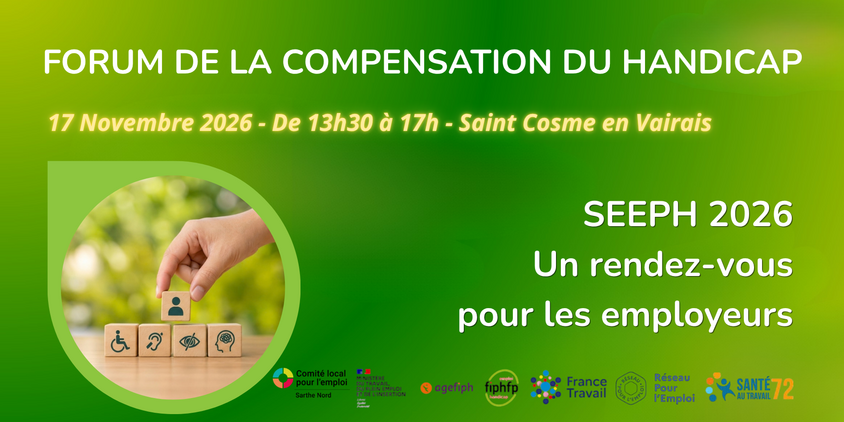 Un rendez-vous pour mieux comprendre la compensation du handicap Comment adapter un poste de travail ?  Quels équipements ou aménagements peuvent faciliter l'activité professionnelle d'un salarié en situation de handicap ?  Quels interlocuteurs mobiliser pour identifier les solutions adaptées ? La compensation du handicap constitue un levier essentiel pour favoriser l'accès à l'emploi, sécuriser les parcours professionnels et accompagner le maintien en emploi. Pour aider les employeurs à mieux appréhender ces enjeux, Cap emploi 72 organise un forum dédié à la découverte de solutions concrètes et à la rencontre des acteurs qui peuvent les accompagner dans leurs démarches.